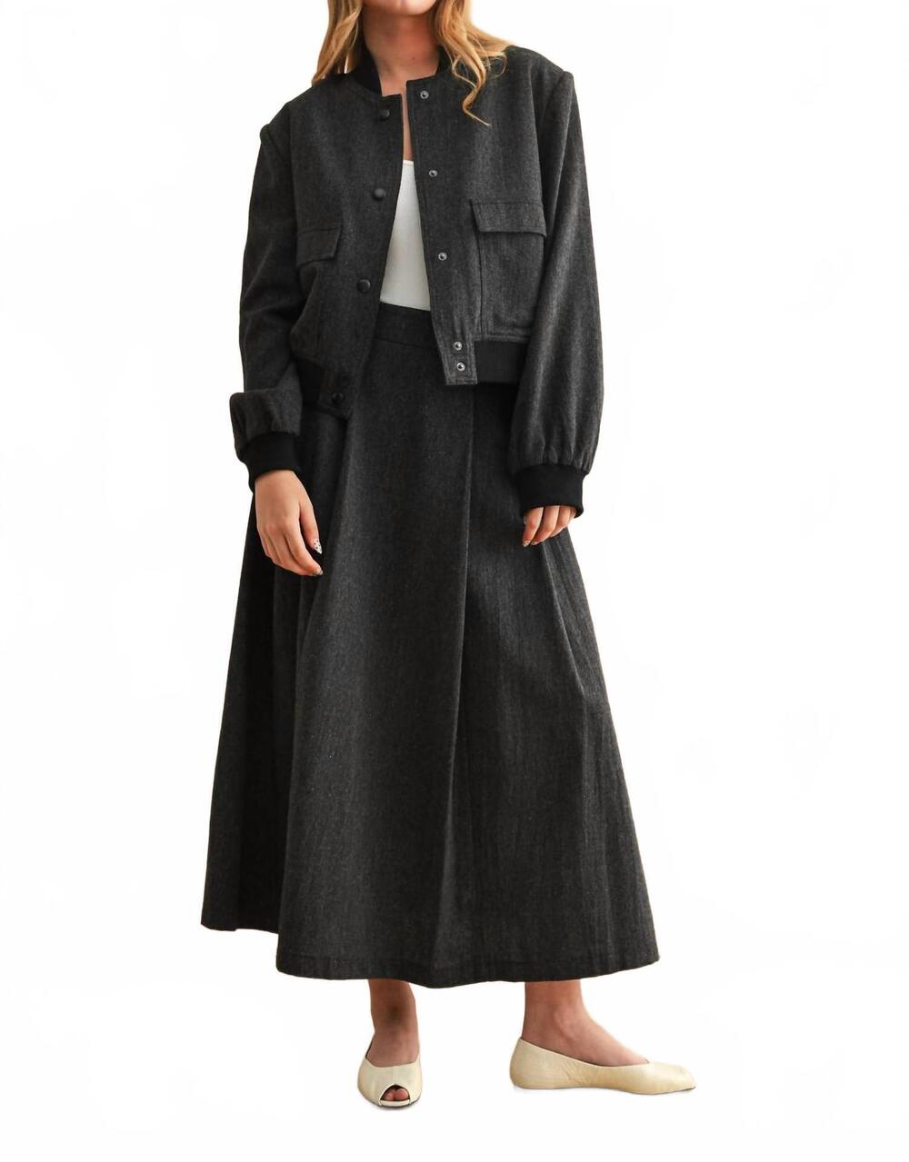 NEW MIOU MUSE two tone fabric bomber jacket in black